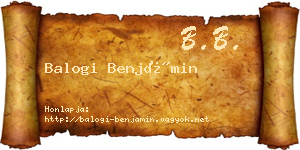 Balogi Benjámin névjegykártya